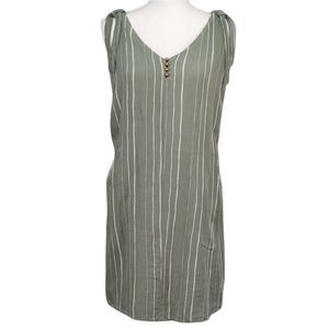 a.n.a. Green White Stripe V-Neck Sleeveless Dress 1X